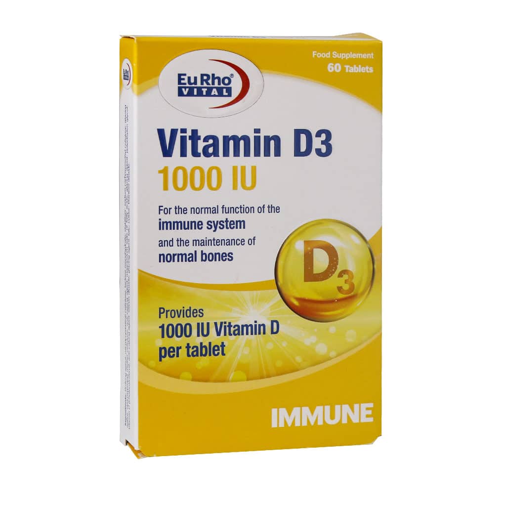 Eurho-Vital-Vitamin-D3-1000-IU-60-Tabs ویتامین د3 یوروویتال 1000 واحدی - تصویر 1