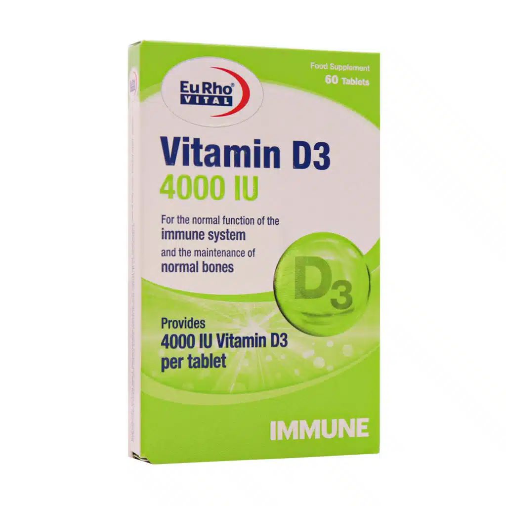 Eurhovital-Vitamin-D3-4000-IU-60-Tabs.jpg-1K-JPEG ویتامین د3 یوروویتال 4000 واحدی - تصویر 1